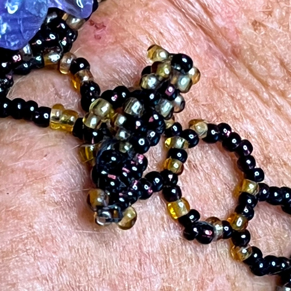 Vintage beaded amethyst quartz bracelet, 7” - Picture 5 of 10